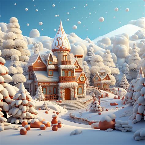 Winter Village Painting Free Stock Photo - Public Domain Pictures