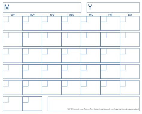 Blank Calendar with a Boxed Grid | Weekly calendar template, Printable ...