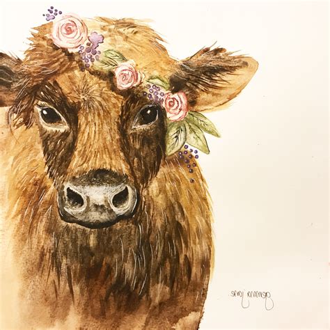 Watercolor Paintings Of Cows at PaintingValley.com | Explore collection ...