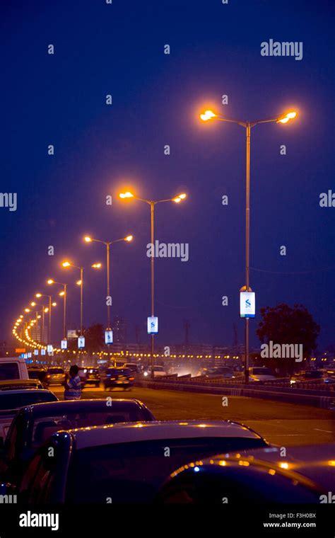 Night view of Marine drive street ; Mumbai Bombay ; Maharashtra ; India ...