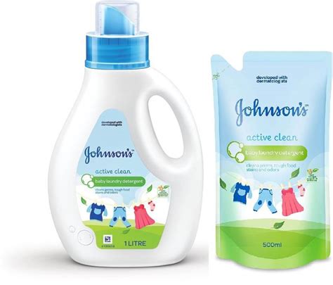 JOHNSON'S Baby Laundry Detergent Active Clean 1L Bottle With 500ml ...