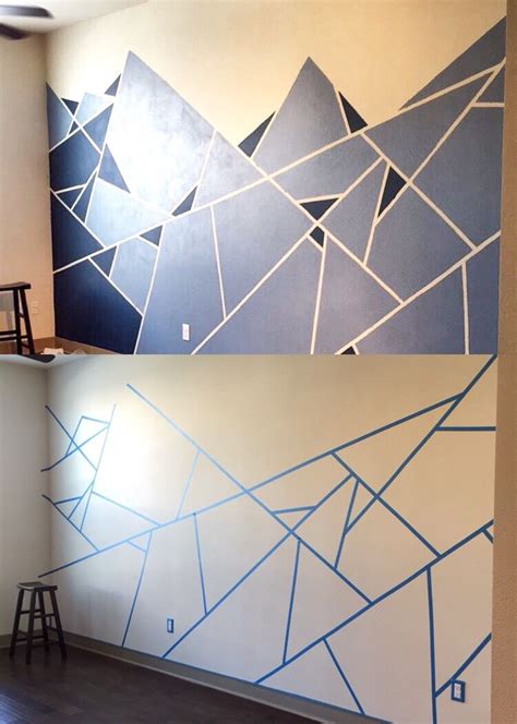 Abstract Wall Design. I used one roll of painter's tape and two shades ...