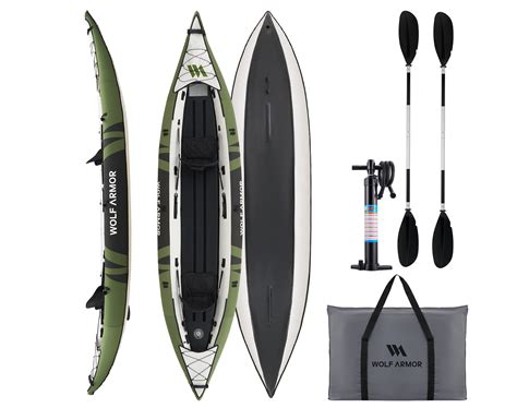 WOLF ARMOR Inflatable Recreational Touring Kayak with EVA Padded Seats ...