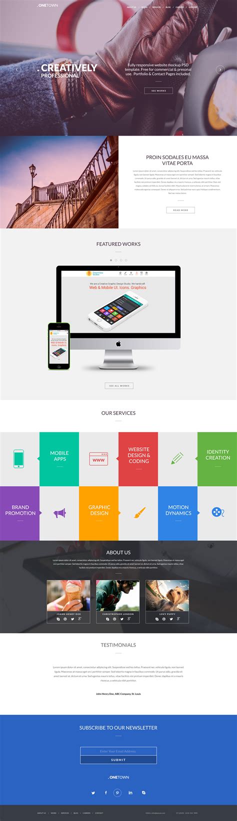 Free Responsive Website PSD Templates - GraphicsFuel