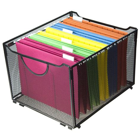 Modern Black Metal Mesh File Box/Foldable Storage Crate/Home Office ...