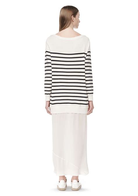 Alexander Wang ‎STRIPE KNIT PULLOVER DRESS WITH SILK SKIRT ‎ ‎Long ...