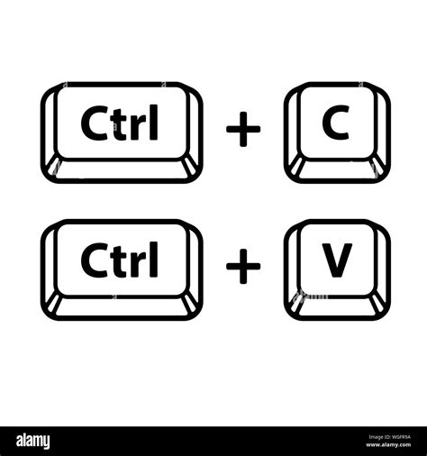 Ctrl C, Ctrl V keyboard buttons, copy and paste key shortcut. Black and ...