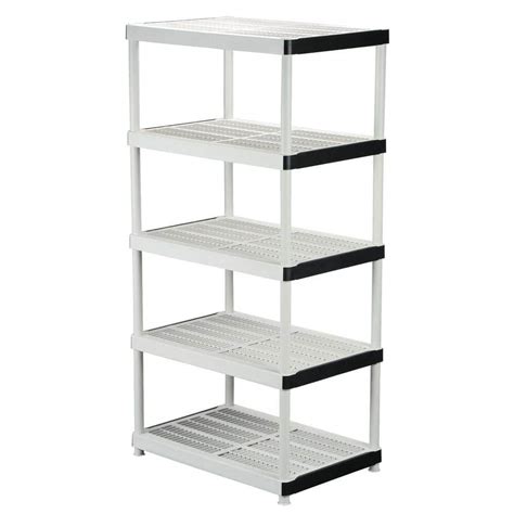 HDX 5-Tier Plastic Garage Storage Shelving Unit in Gray (36 in. W x 72 ...