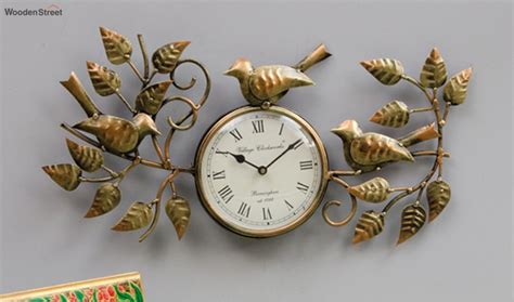 Buy Copper Birds Decorative Iron Wall Clock Online in India - Wooden Street