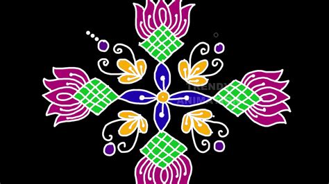 Awesome creative friday special lotus rangoli design 9*1dots with ...