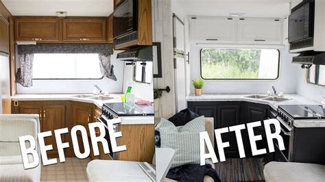 DIY Camper Kitchen Reveal | How to Paint Oak Cabinets in an RV | The ...