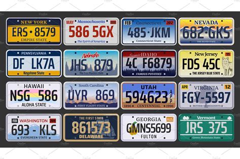 Car license plates, USA | Transportation Illustrations ~ Creative Market