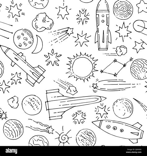 Space background. Seamless pattern. Planets and stars. Beautiful space ...