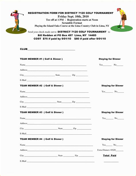 Free Golf tournament Registration form Template Of Golf Registration ...