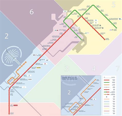 Dubai metro and tram map - Dubai metro map with tram (United Arab Emirates)