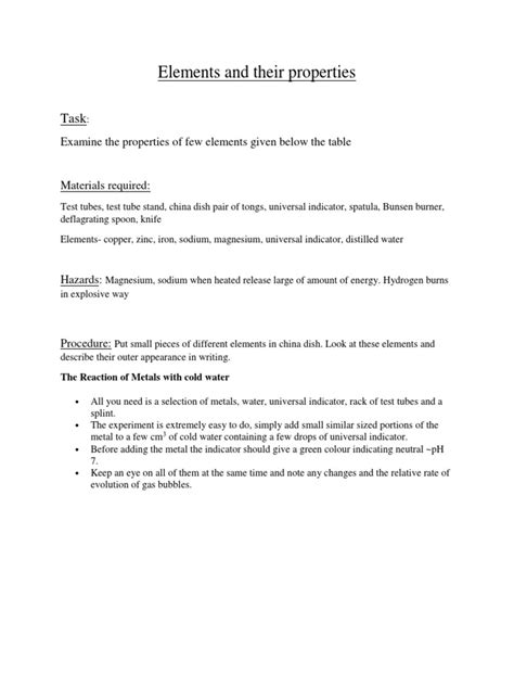 Elements and Their Properties | PDF | Metals | Sodium