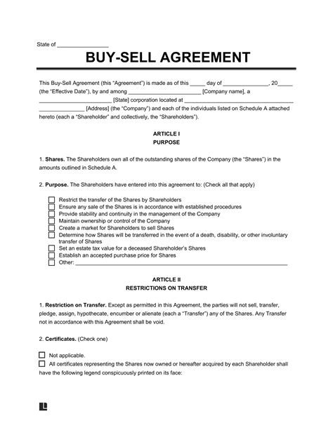 Free Buy-Sell (Buyout) AgreementTemplate | PDF & Word