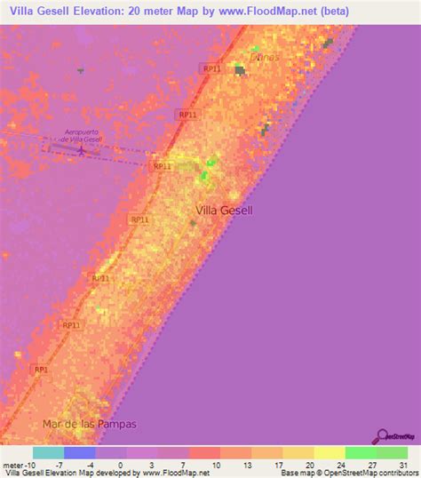 Elevation of Villa Gesell,Argentina Elevation Map, Topography, Contour