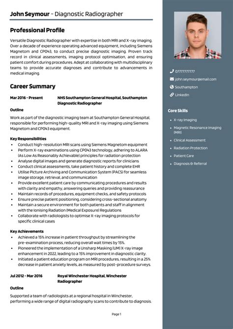 Diagnostic Radiographer CV example + guide [Win interviews]