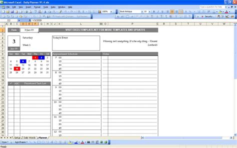 Daily Planner Excel Template