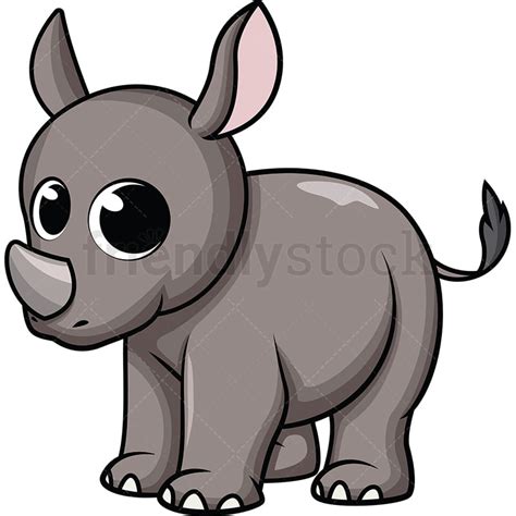 Cute Baby Rhino Cartoon Vector Clipart - FriendlyStock