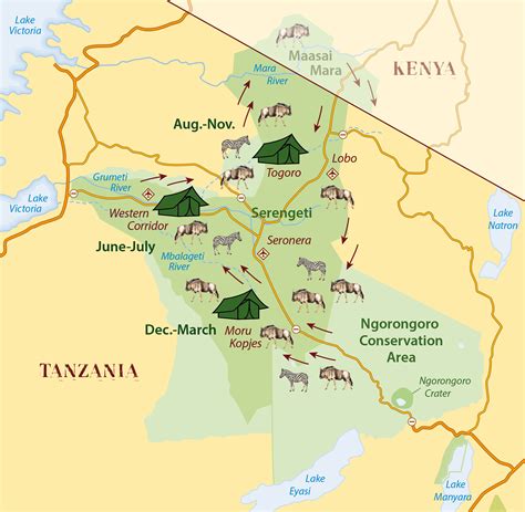 map of Serengeti – wildebeest migration | Wilkinson Tours