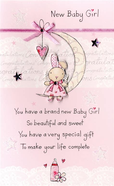 New Baby Girl Embellished Greeting Card | Cards | Love Kates