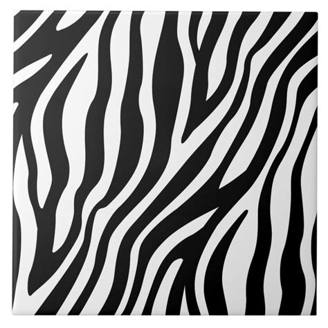 Zebra Print Black And White Stripes Pattern Tile | Zazzle.com in 2020 ...