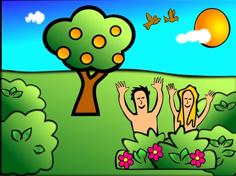 Happy Adam and Eve in Garden of Eden image - Free stock photo - Public ...