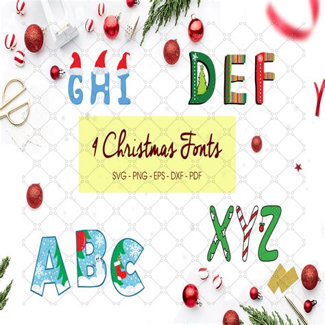 4 Christmas Fonts, Christmas Alphabet, Alphabet Svg, Alphabe - Inspire ...