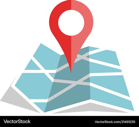 Flat color location icon on paper map Royalty Free Vector