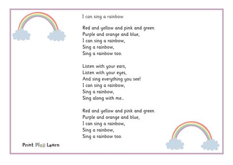 I can sing a rainbow - Printable Teaching Resources - Print Play Learn