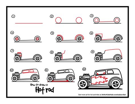 How To Draw A Hot Rod - Art for Kids Hub | Car drawing pencil, Car ...