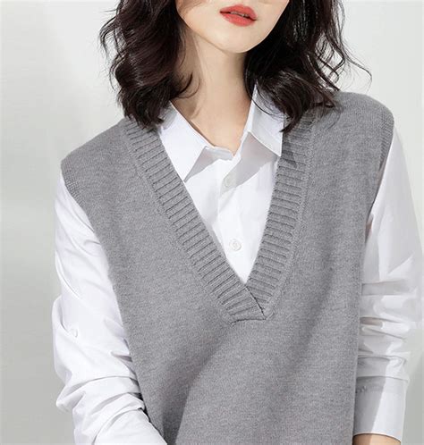 Gihuo Women's Casual V Neck Knitted Pullover Sleeveless Sweater Vest ...