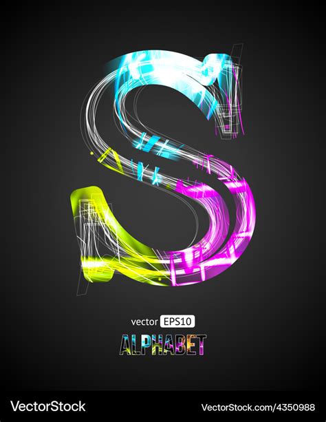 Design light effect alphabet letter s Royalty Free Vector