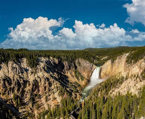 Premium Photo | Lower falls waterfall in grand canyon of yellowstone