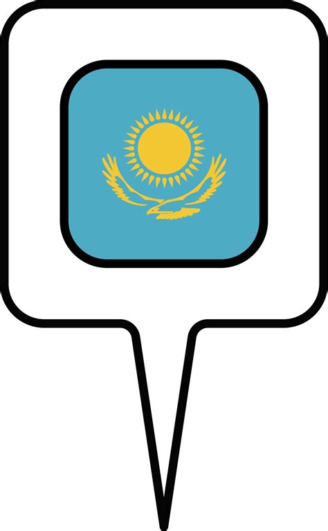 Kazakhstan flag Map pointer icon, square design. 22121316 PNG