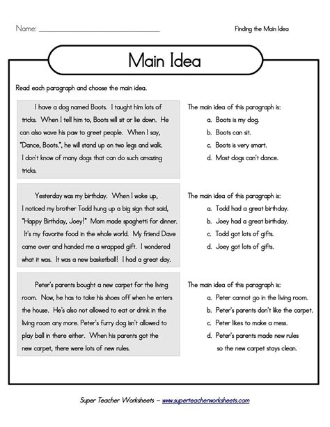 Determining Main Idea Worksheets - Printable And Enjoyable Learning