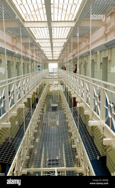 Interior view of wing landing in Cardiff Prison South Wales UK Stock ...