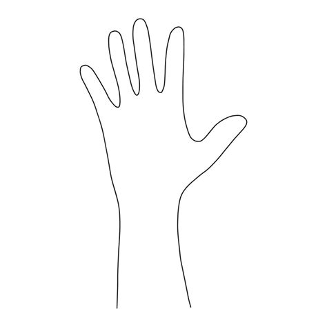 Palm with open fingers.Spread fingers.Hand.Outline drawing by hand ...