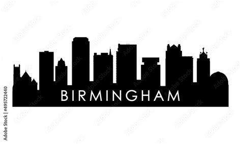 Birmingham skyline silhouette. Black Birmingham, Alabama city design isolated on white ...