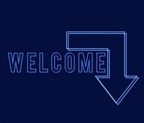 Welcome sign dark blue with light neon effect shiny glow eps vector ...