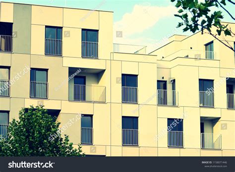 Modern Apartment Building Exterior Retro Colors Stock Photo 1158071446 ...