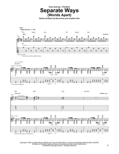 Separate Ways (Worlds Apart) by Journey - Guitar Tab - Guitar Instructor