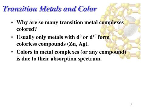 PPT - Transition Metals and Color PowerPoint Presentation, free ...