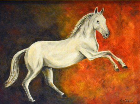 White horse painting is available for sale - Pakistan Art Hub