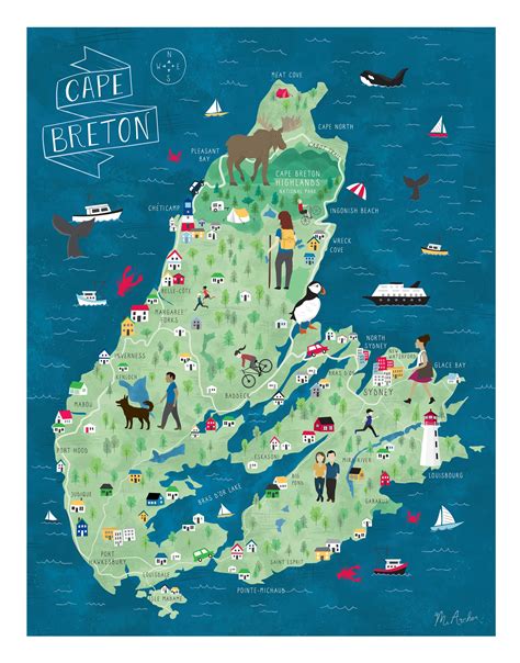 Cape Breton Illustrated Map - Etsy Canada