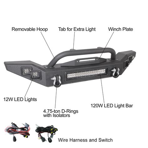 18-23 Jeep Wrangler JL/JT Full-Width Front Bumper with LED Lights (51 ...