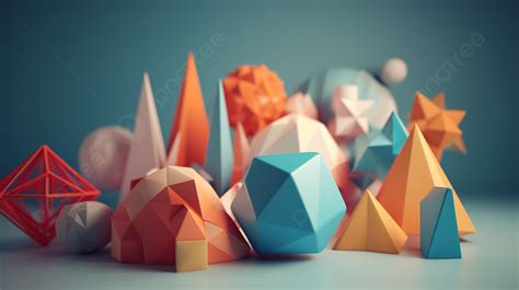 3d Stylized Geometric Shapes Art And Design Background, 3d Concept Idea ...