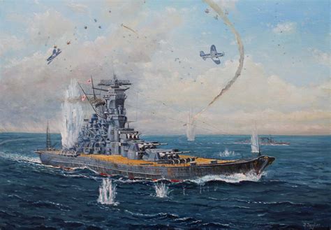 Yamato Oil Painting | Ship art, Military artwork, Imperial japanese navy